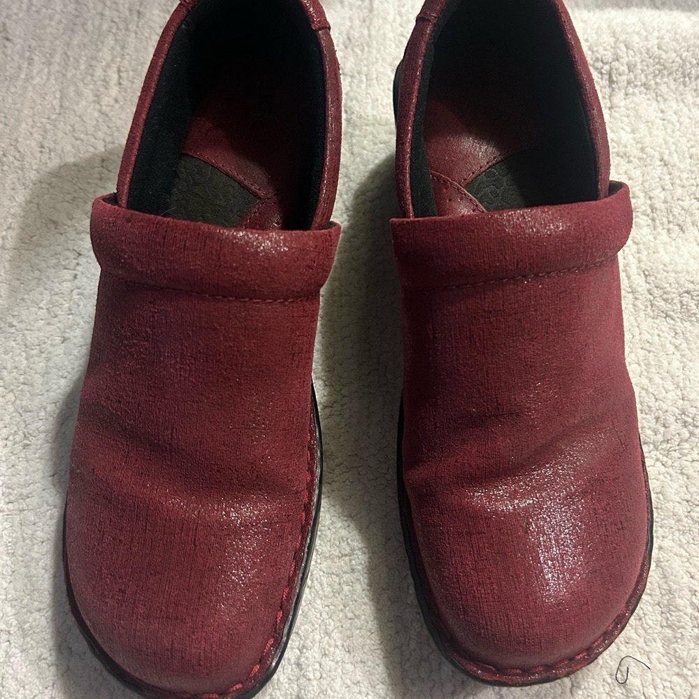 Red Linen Suede Loafers - Size 11